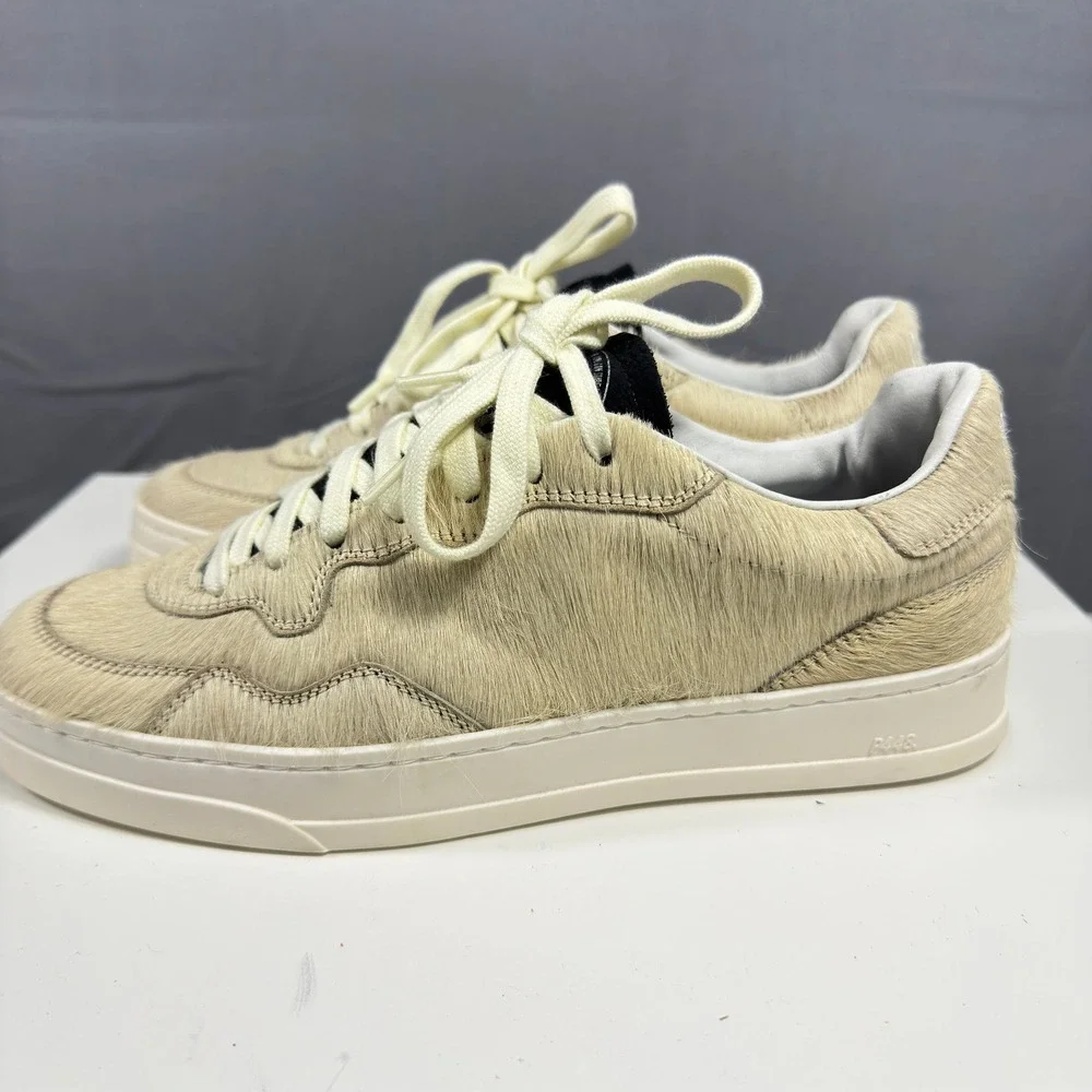 P448 Bali Oak Womens Size 38 Beige Calf Hair Low Top Luxury Sneakers